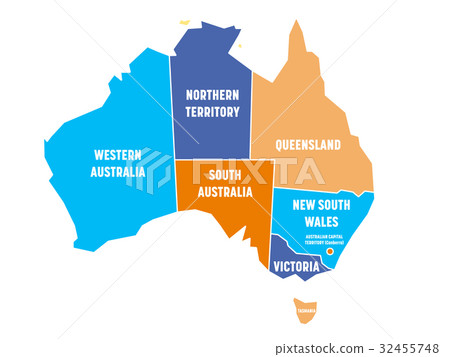 插图素材: simplified map of australia divided into states