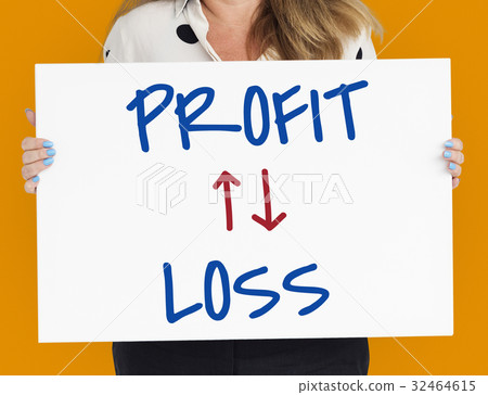 图库照片: profit loss arrow up down word