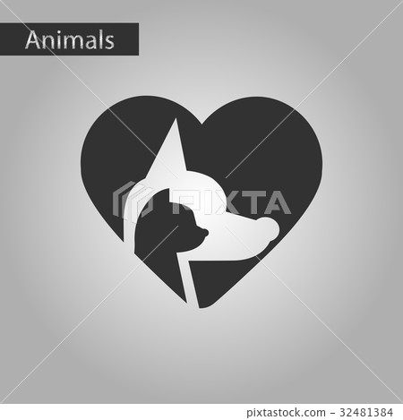 插图素材: black and white style icon cat dog heart