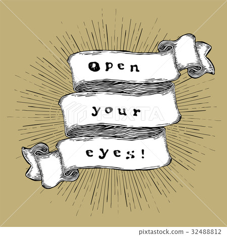 插图素材: open your eyes. inspiration quote. vintage