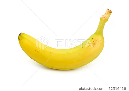 图库照片: one ripe yellow banana isolated on white