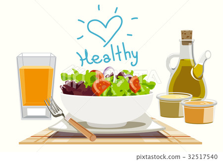 图库插图: eating salads to you healthy. dinner diet food