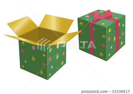 green gift box. red bow. vector 32536617