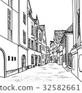 图库插图: street view old city. medieval european landscape.