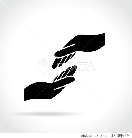 插图素材: two hands icon on white background