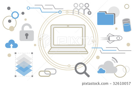 插图素材: computer system network icon integration