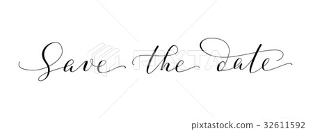 插图素材: save the date words, hand written custom