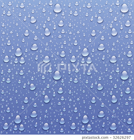 图库插图: vector water drops on glass. rain drops on clear