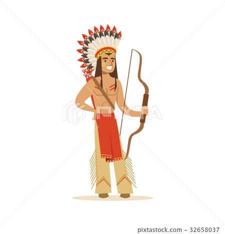 插图素材: native american indian in traditional indian