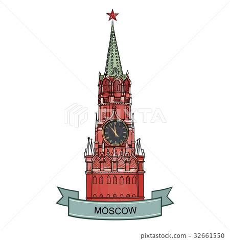 插图素材: moscow kremlin tower landmark travel russia icon