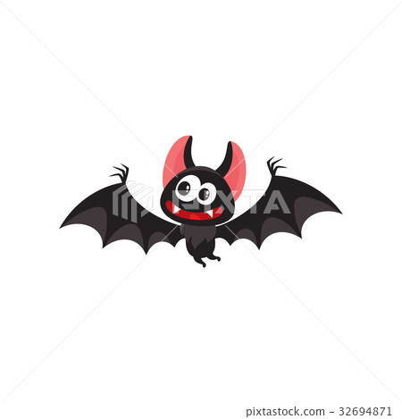 图库插图: flying crazy vampire bat, traditional halloween