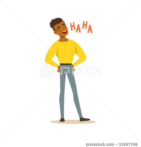 图库插图: happy black man laughing out loud colorful