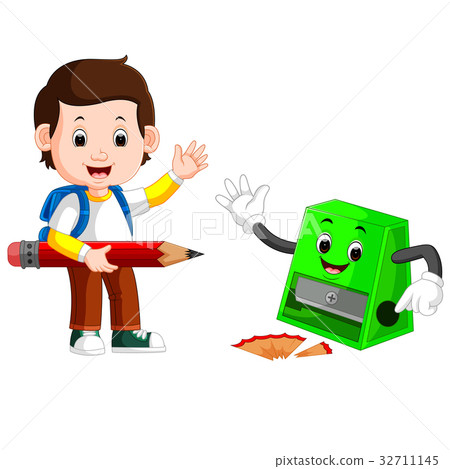 插图素材: printboy holding big pencil and sharpener 查看全部