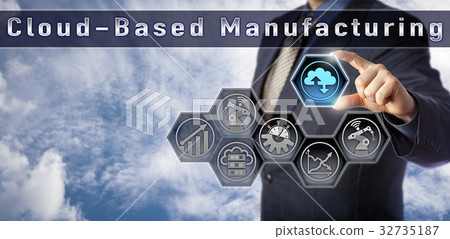 图库照片: manager operating cloud-based manufacturing