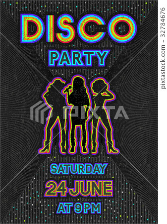 插图素材: disco poster in a retro 80s style