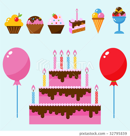 插图素材: party icons celebration happy birthday surprise