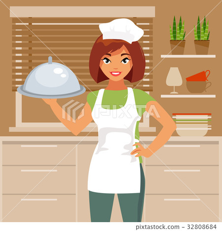 图库插图: woman cook