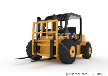 插图素材: forklift truck on white isolated background in 3d