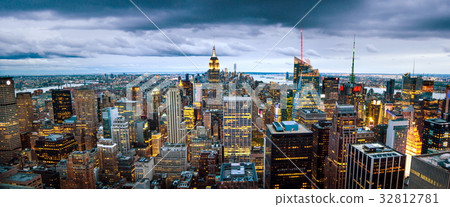 图库照片: manhattan skyline panoramic view, new york