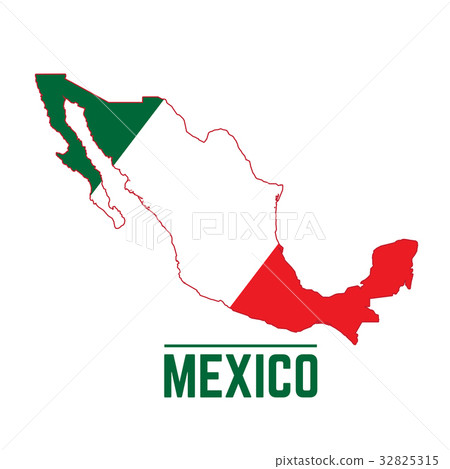 插图素材: flag and map of mexico