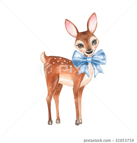 图库插图 baby deer cute fawn watercolor