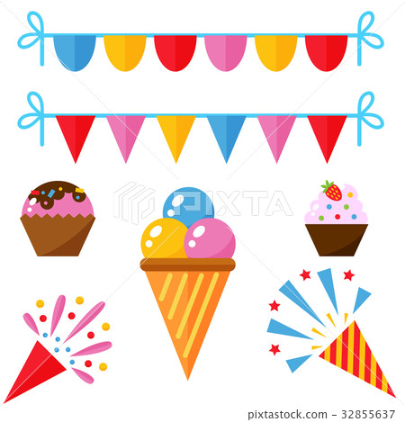 图库插图: party icons celebration happy birthday surprise