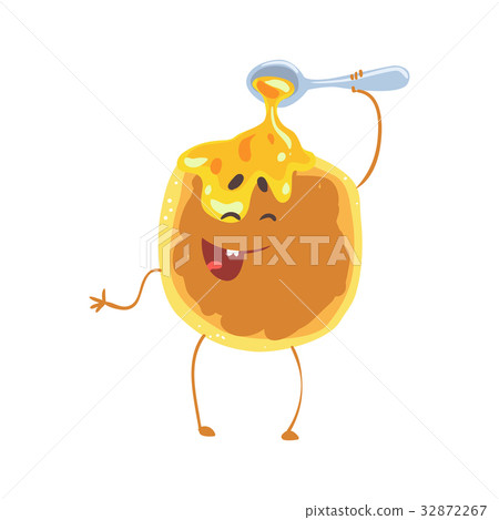 cartoon pancake with honey and smiley face 首页 插图 姿势/表情