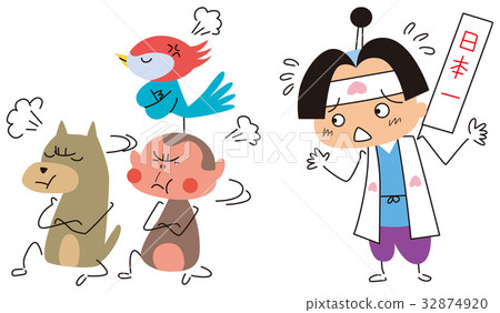 图库插图: 桃太郎的下属击退