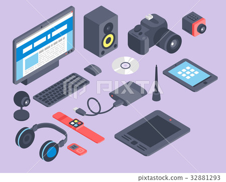 Vector Set Of Isometric Computer Devices Icons Stock Illustration