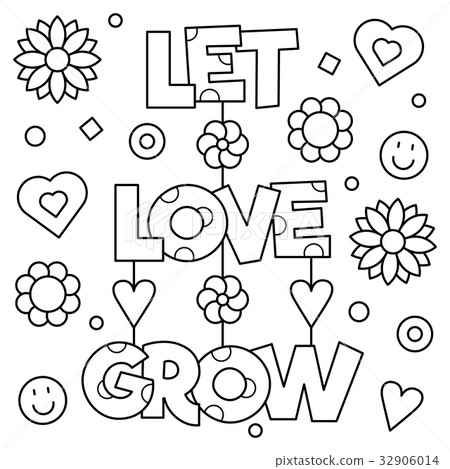 插图素材: let love grow. coloring page. vector illustration.