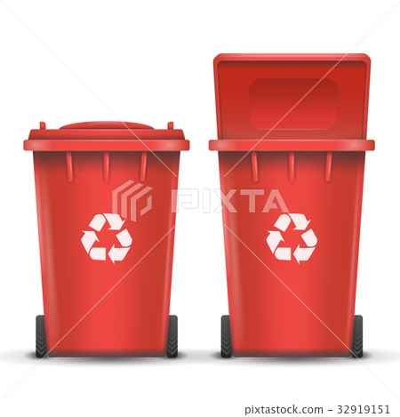 插图素材: red recycling bin bucket vector for metal trash