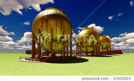 插图素材: nuclear power plant 3d rendering