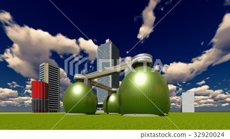 图库插图: nuclear power plant 3d rendering