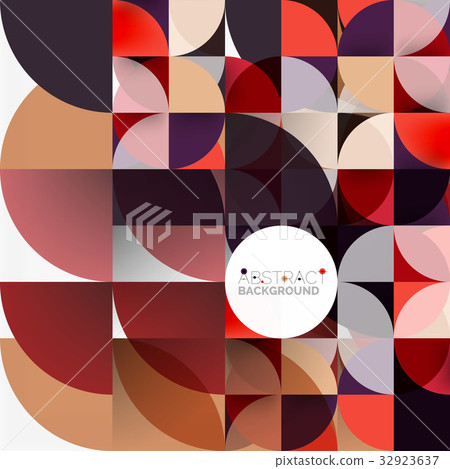 插图素材: cut paper circles, mosaic mix geometric pattern