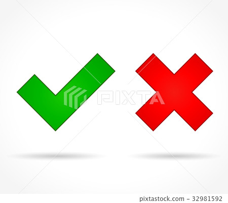 插图素材: green check mark and red cross icons