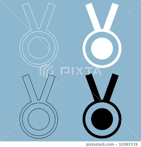 插图素材: medal the black and white color icon .