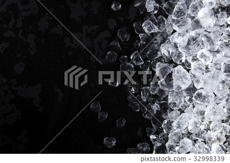 图库照片: crushed ice cubes texture. copy space, top view