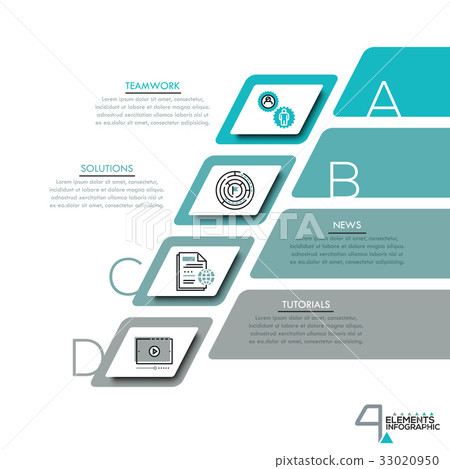 插图素材: infographic design layout with 4 lettered