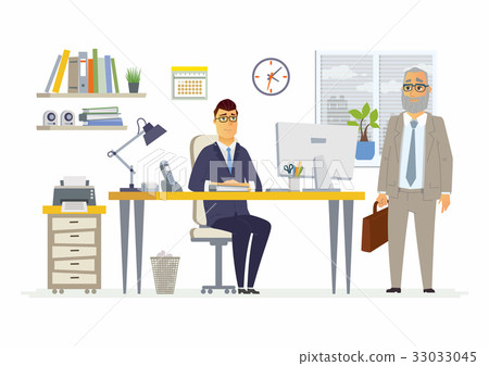 office卡通图片,卡通图片 图库插图: office scene - modern vector cartoon business