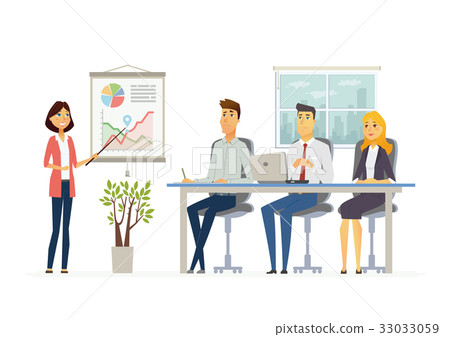 插图素材: business meeting - modern vector cartoon