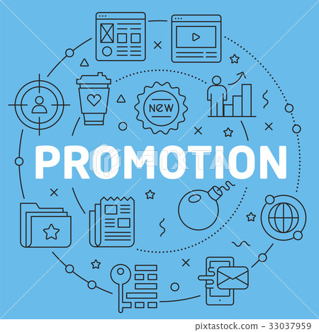 图库插图: blue line flat circle illustration promotion