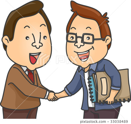 图库插图: man shake hands writer editor