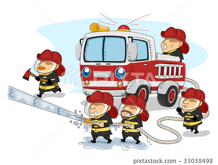 插图素材: man firemen working together