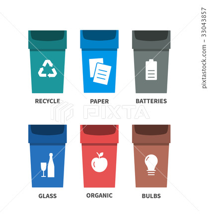 插图素材: recycle waste bins vector illustration