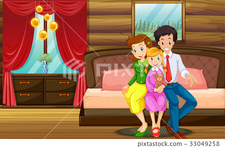 插图素材: family members in bedroom