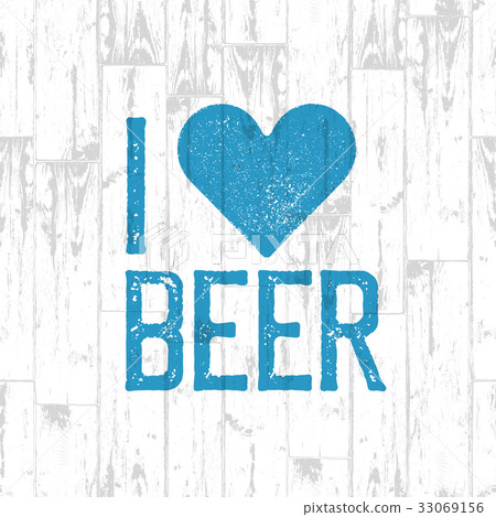 插图素材: i love beer. october fest poster. blue wooden