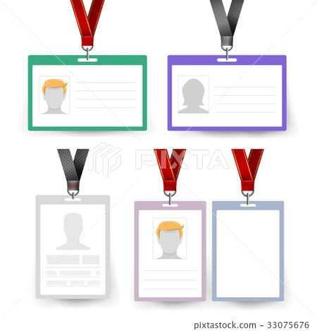 插图素材: id badge set vector. name tag. employee card