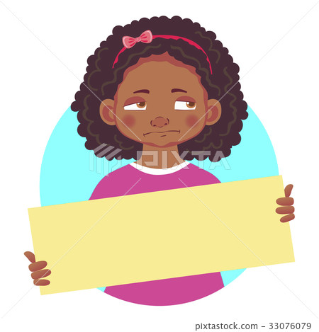 插图素材: african girl holding blank poster-resentful