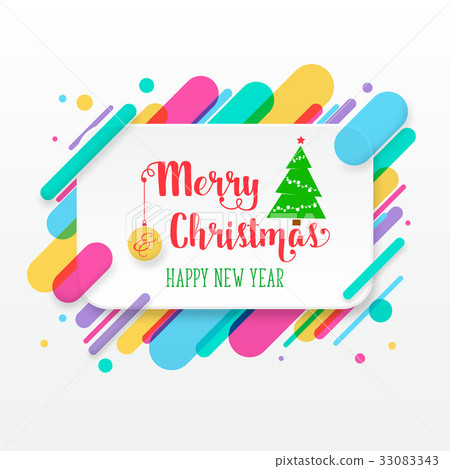 插图素材: merry christmas and happy new year greeting card