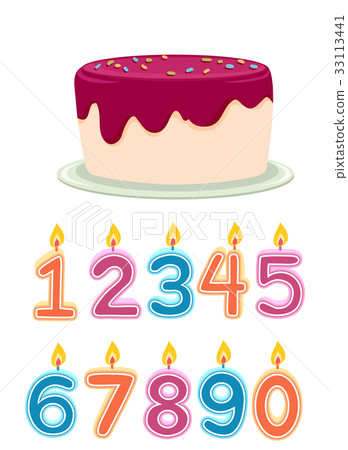 插图素材: number birthday candles cake